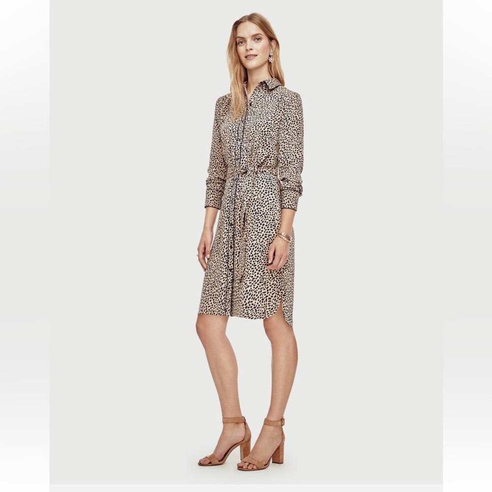 EUC. Ann Taylor spotted shirt dress with piping. Women’s medium.